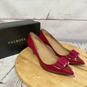 Talbots Danica Patent Leather Kitten Heel Pumps Raspberry Tart Women 9.5N